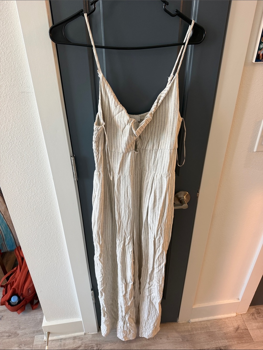 Sienna Sky Cream and Black Pinstripe Jumpsuit